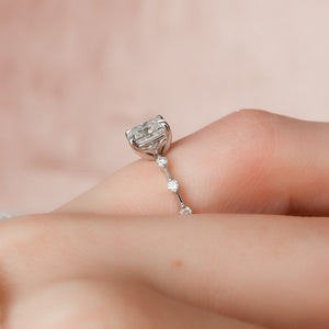 The Penelope Set With A 5 Carat Elongated Cushion Moissanite