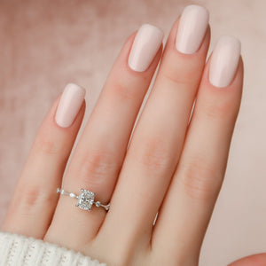 The Penelope Set With A 5 Carat Elongated Cushion Moissanite