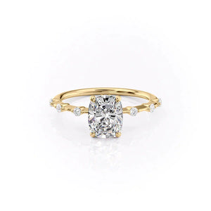 The Penelope Set With A 4 Carat Elongated Cushion Moissanite