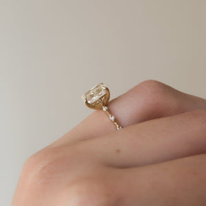 The Penelope Set With A 3 Carat Elongated Cushion Moissanite