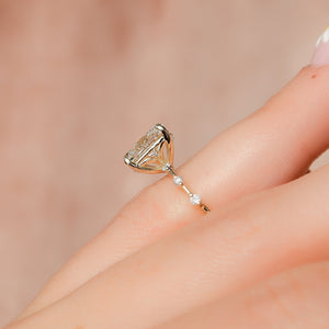 The Penelope Set With A 3 Carat Elongated Cushion Moissanite