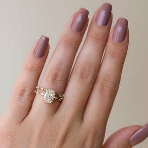 The Penelope Set With A 3 Carat Elongated Cushion Moissanite