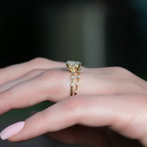 The Penelope Set With A 3 Carat Elongated Cushion Moissanite