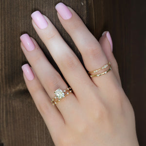 The Penelope Set With A 3 Carat Elongated Cushion Moissanite