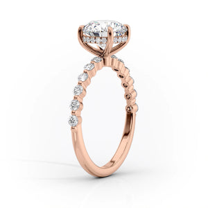 The Khloe Set With A 3 Carat Elongated Cushion Moissanite