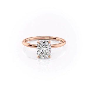 The Nelly Set With A 4 Carat Elongated Cushion Moissanite