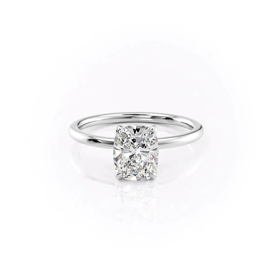 The Nelly Set With A 1 Carat Elongated Cushion Moissanite