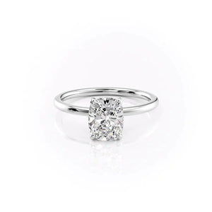 The Nelly Set With A 1 Carat Elongated Cushion Moissanite