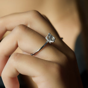 The Nelly Set With A 3 Carat Elongated Cushion Moissanite