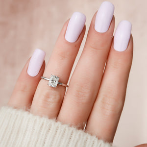 The Nelly Set With A 3 Carat Elongated Cushion Moissanite