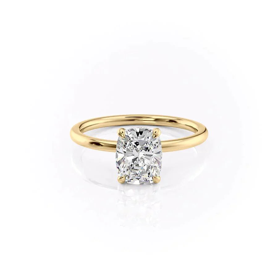 The Nelly Set With A 5 Carat Elongated Cushion Moissanite