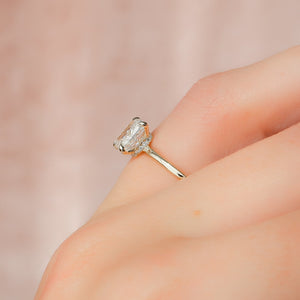 The Nelly Set With A 1 Carat Elongated Cushion Moissanite