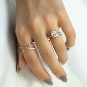 The Nelly Set With A 1 Carat Elongated Cushion Moissanite