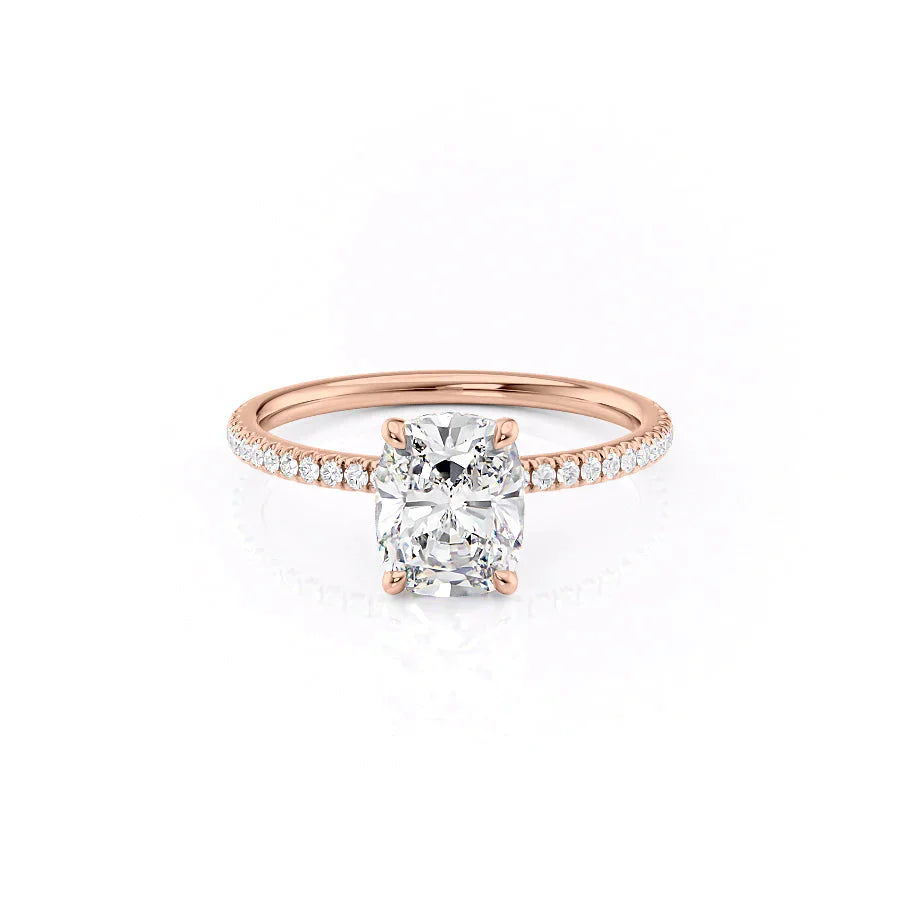 The Pave Nelly Set With A 3 Carat Elongated Cushion Moissanite