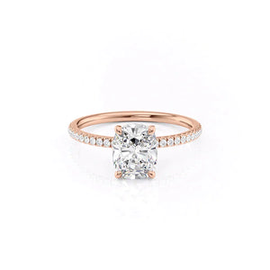 The Pave Nelly Set With A 3 Carat Elongated Cushion Moissanite