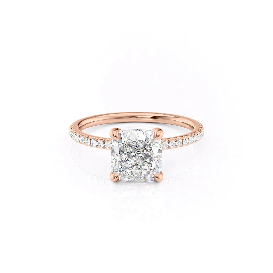 The Pave Nelly Set With A 2.5 Carat Cushion Lab Diamond