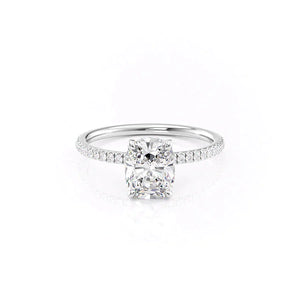 The Pave Nelly Set With A 1 Carat Elongated Cushion Lab Diamond