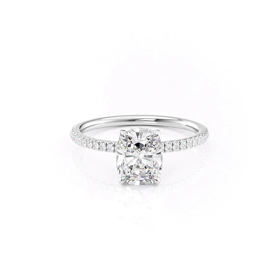 The Pave Nelly Set With A 1 Carat Elongated Cushion Moissanite