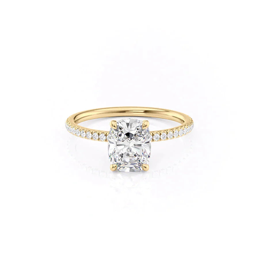 The Pave Nelly Set With A 1 Carat Elongated Cushion Lab Diamond