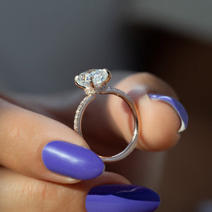 The Pave Nelly Set With A 3 Carat Elongated Cushion Moissanite