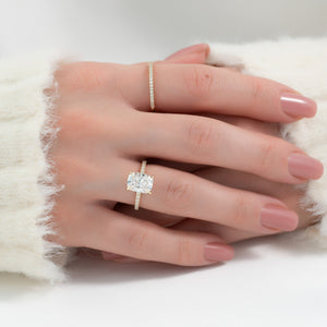 The Pave Nelly Set With A 2 Carat Elongated Cushion Moissanite