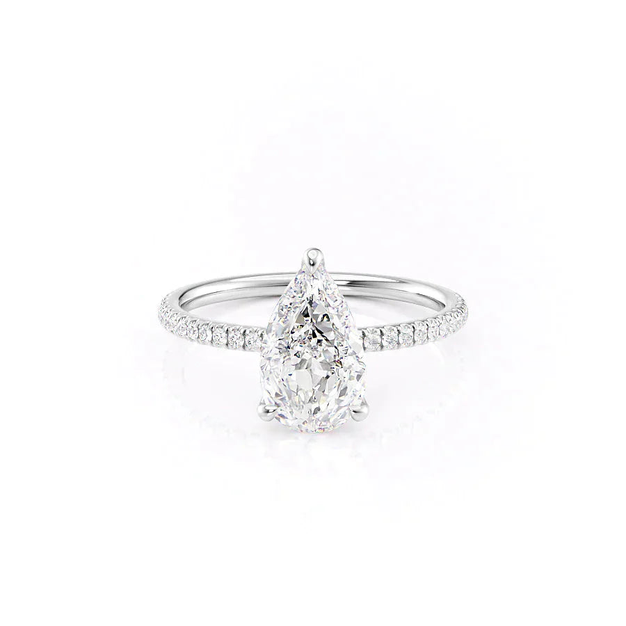 The Pave Nelly Set With A 2 Carat Pear Lab Diamond