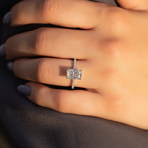 The Pave Nelly Set With A 1.5 Carat Radiant Lab Diamond