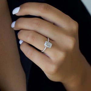 The Pave Nelly Set With A 1.5 Carat Radiant Lab Diamond