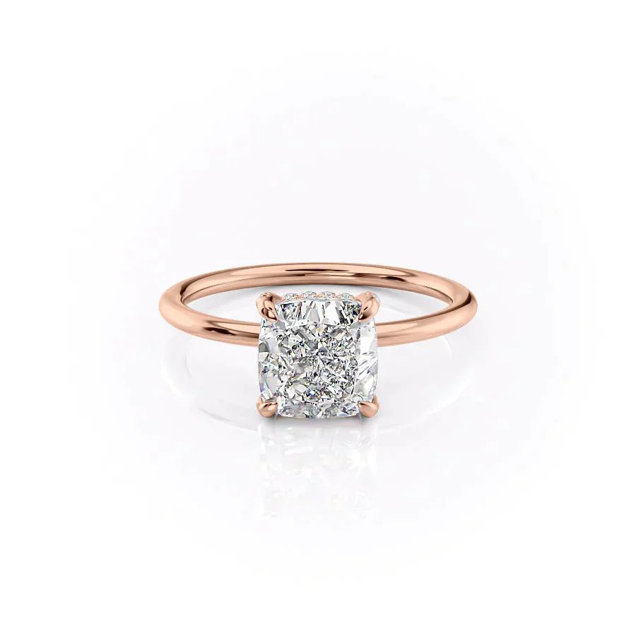 The Crown Kamellie Set With A 1.5 Carat Cushion Lab Diamond