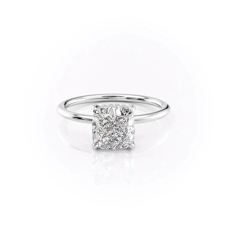 The Crown Kamellie Set With A 2 Carat Cushion Moissanite