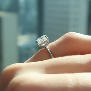 The Crown Kamellie Set With A 1 Carat Cushion Moissanite