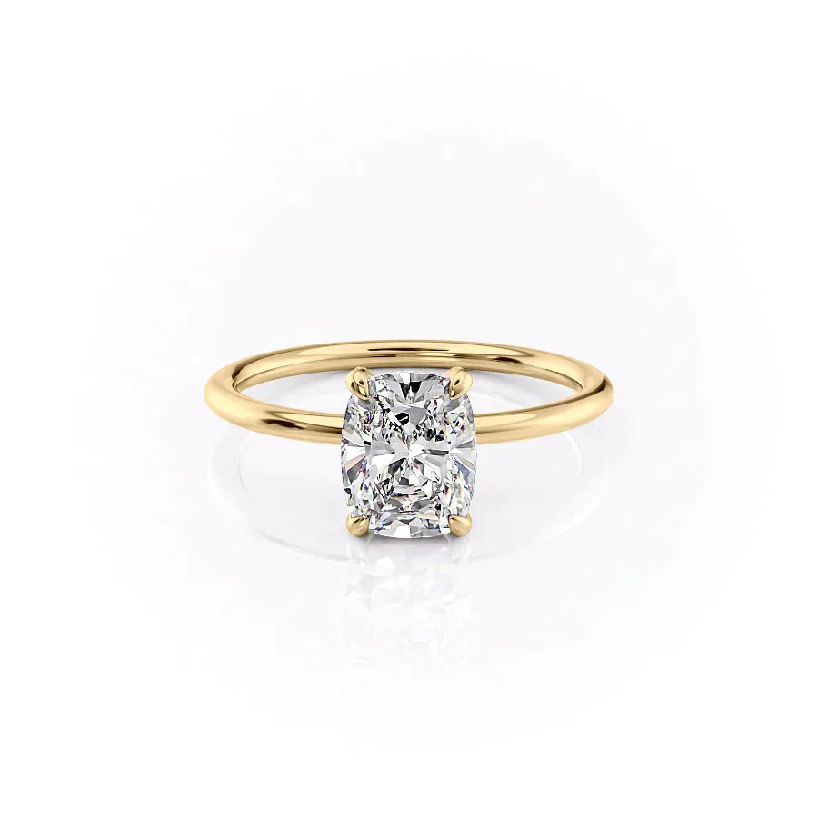 The Crown Kamellie Set With A 2.5 Carat Elongated Cushion Lab Diamond