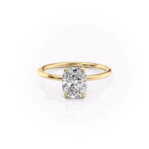 The Crown Kamellie Set With A 2.5 Carat Elongated Cushion Lab Diamond
