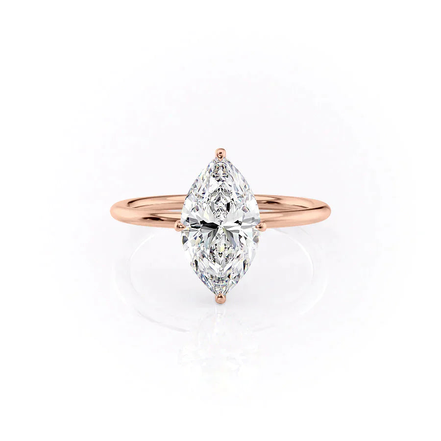 The Crown Kamellie Set With A 2.5 Carat Marquise Lab Diamond