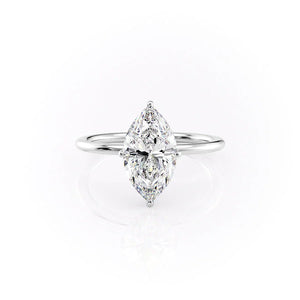 The Crown Kamellie Set With A 3 Carat Marquise Moissanite