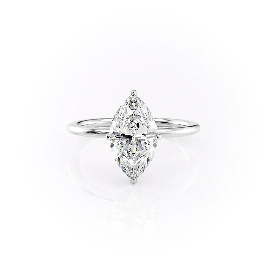 The Crown Kamellie Set With A 4 Carat Marquise Moissanite
