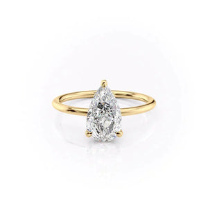 The Crown Kamellie Set With A 1.5 Carat Pear Lab Diamond