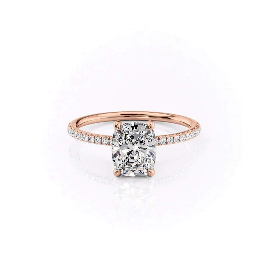 The Pave Crown Kamellie Set With A 1 Carat Elongated Cushion Moissanite