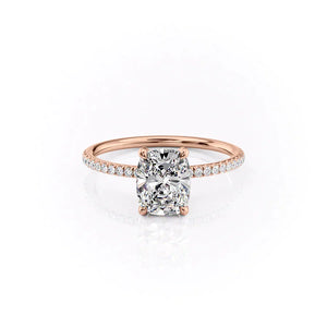The Pave Crown Kamellie Set With A 3 Carat Elongated Cushion Lab Diamond