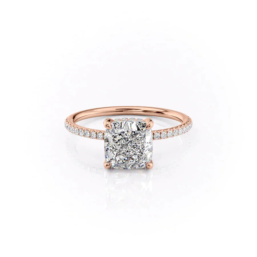 The Pave Crown Kamellie Set With A 3 Carat Cushion Moissanite