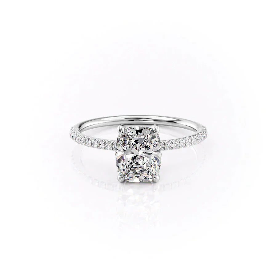 The Pave Crown Kamellie Set With A 2 Carat Elongated Cushion Lab Diamond