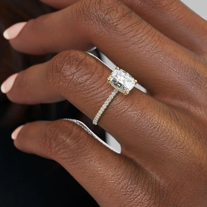 The Pave Crown Kamellie Set With A 1 Carat Elongated Cushion Lab Diamond