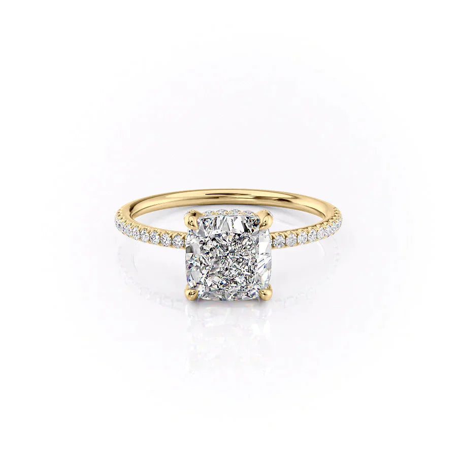 The Pave Crown Kamellie Set With A 3 Carat Cushion Lab Diamond