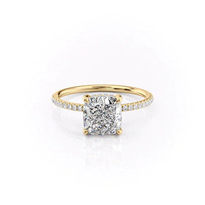 The Pave Crown Kamellie Set With A 1 Carat Cushion Moissanite