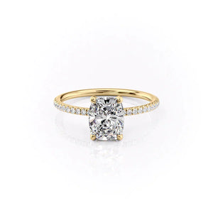 The Pave Crown Kamellie Set With A 2 Carat Elongated Cushion Lab Diamond