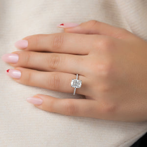 The Pave Crown Kamellie Set With A 1.5 Carat Elongated Cushion Lab Diamond