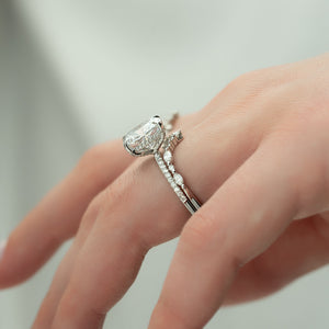The Pave Crown Kamellie Set With A 1.5 Carat Elongated Cushion Lab Diamond