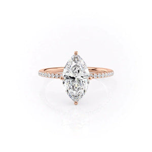 The Pave Crown Kamellie Set With A 2.5 Carat Marquise Lab Diamond