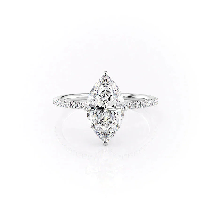 The Pave Crown Kamellie Set With A 2.5 Carat Marquise Lab Diamond