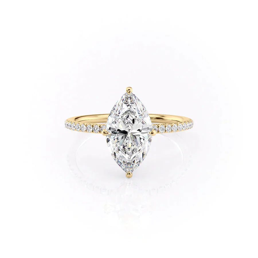 The Pave Crown Kamellie Set With A 3 Carat Marquise Lab Diamond